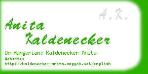 anita kaldenecker business card